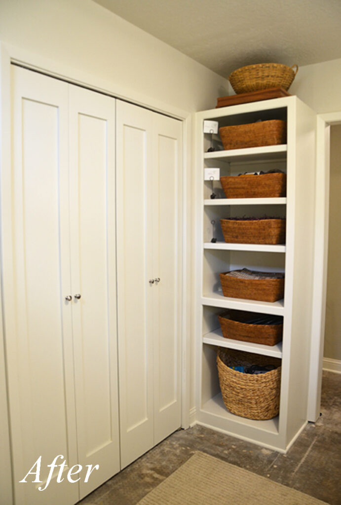 2026 Article 05 BEFORE AFTER LAUNDRY ROOM After Bifold Shelves
